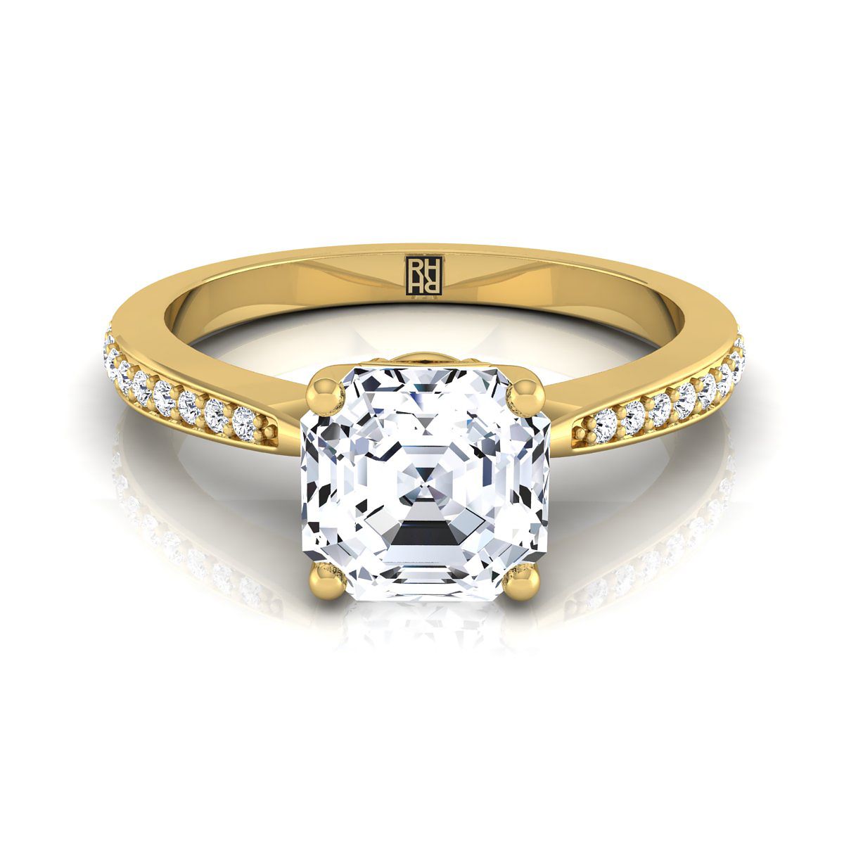 The Carrie asscher engagement ring setting in 18K Yellow Gold | RockHer