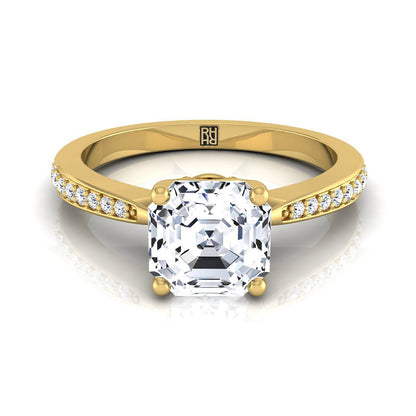 The Carrie Select Pavé Engagement Ring with Lab Diamond in 18K Yellow Gold - view 1