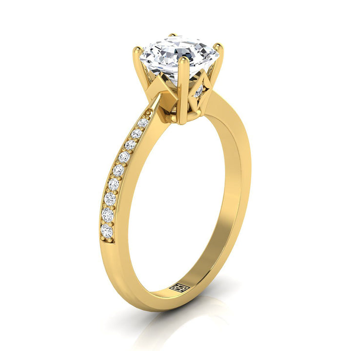 The Carrie Select Pavé Engagement Ring with Lab Diamond in 18K Yellow Gold - view 2