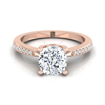 Tapered Pavé Cushion, in 14K Rose Gold, pave setting | RockHer