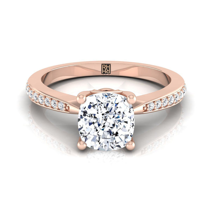 Tapered Pavé Cushion, in 14K Rose Gold, pave setting | RockHer