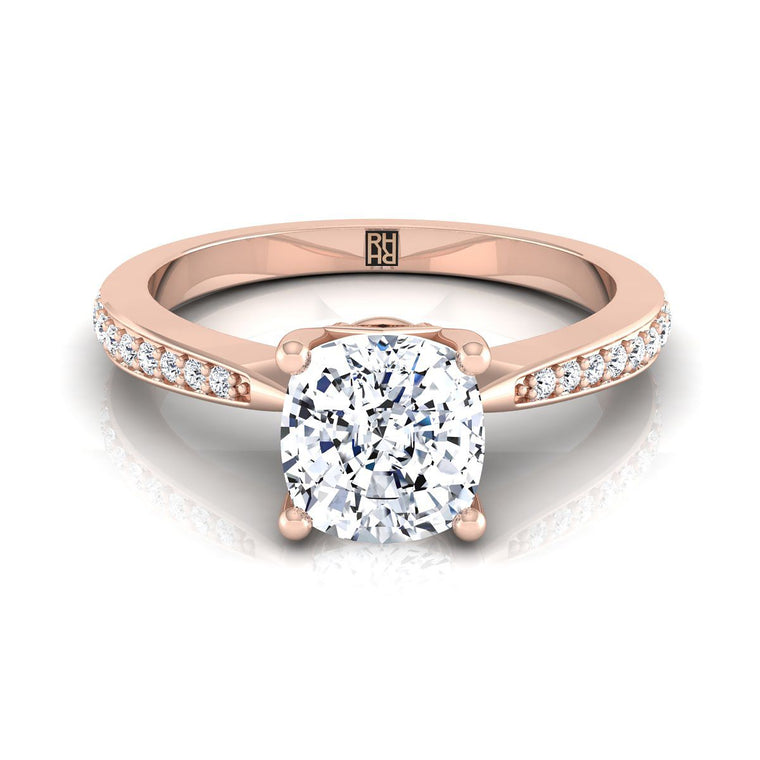 The Carrie Select Pavé Cushion Cut Lab Diamond Engagement Ring in 14K Rose Gold