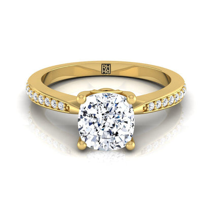 Carrie Select Pavé Cushion Cut Lab Diamond Engagement Ring in 18K Yellow Gold | RockHer