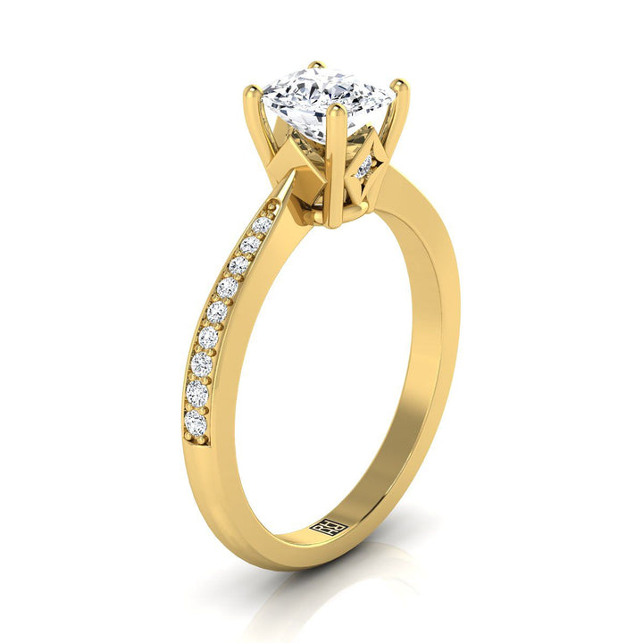 The Carrie Select Pavé Engagement Ring with Lab Diamond in 18K Yellow Gold - view 2