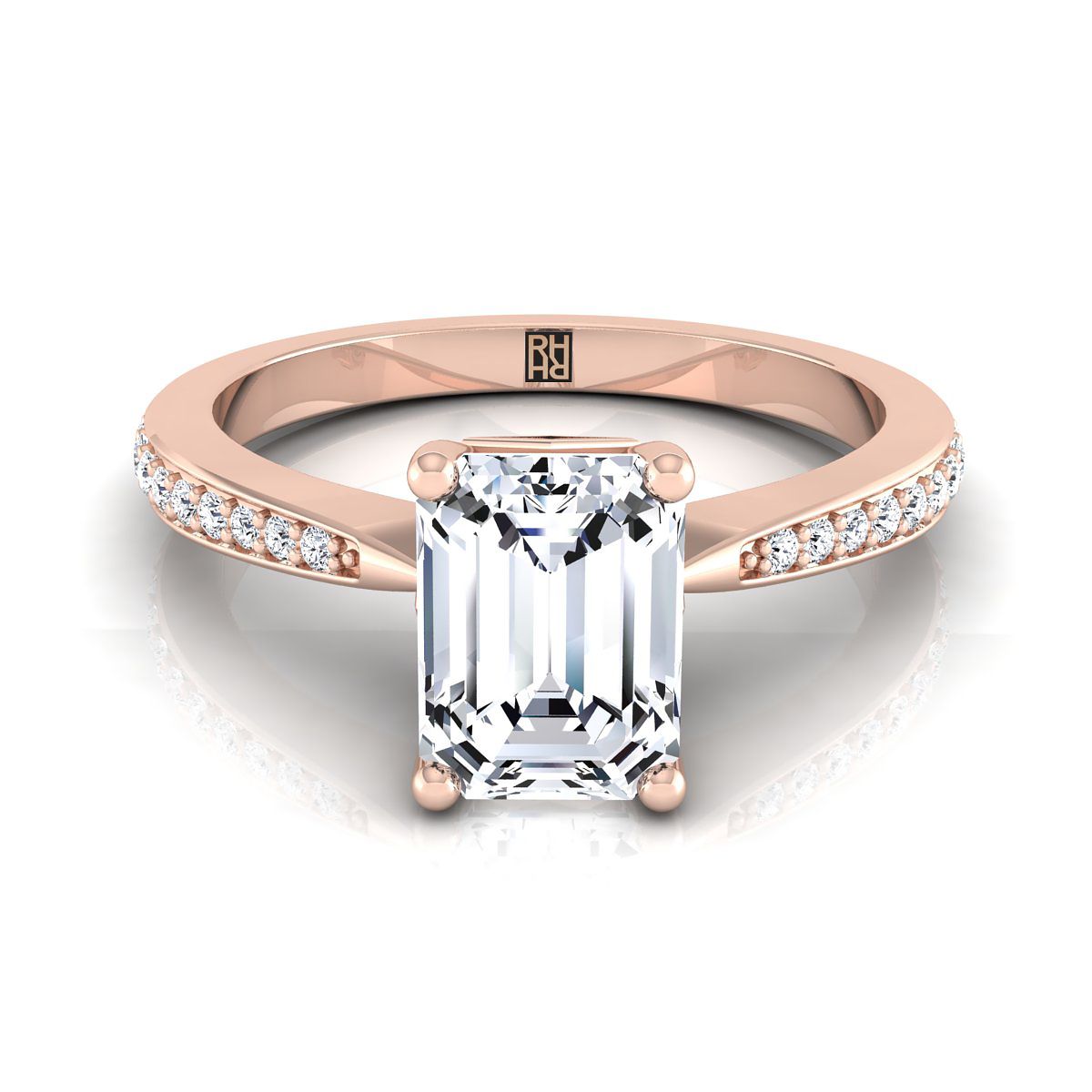 The Carrie emerald engagement ring setting in 14K Rose Gold | RockHer
