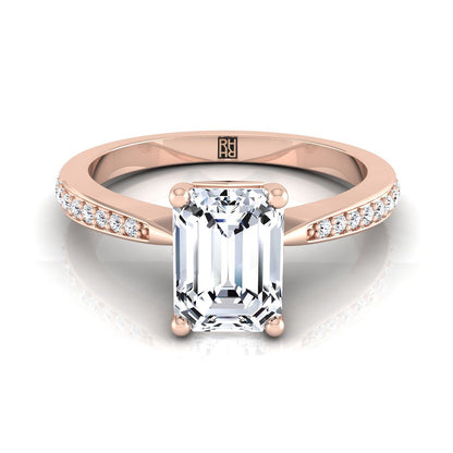 European Cut, Tapered Pavé Emerald, in 14K Rose Gold, pave setting | RockHer