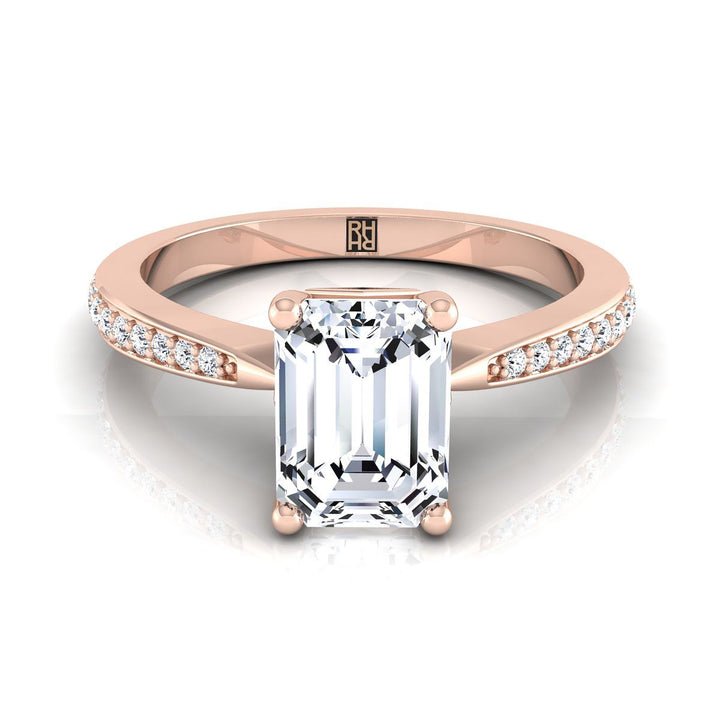 European Cut, Tapered Pavé Emerald, in 14K Rose Gold, pave setting | RockHer