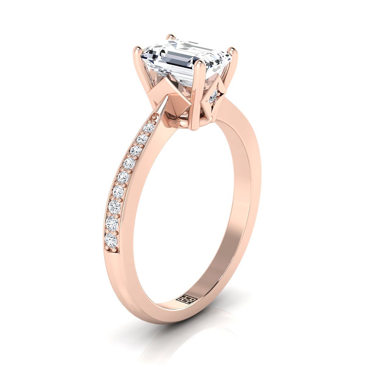 Select Pavé Cut styling on The Carrie emerald engagement ring setting | RockHer