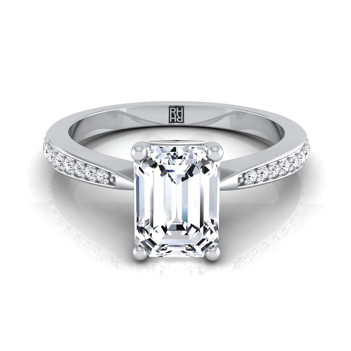 The Carrie emerald engagement ring setting in 18K White Gold | RockHer