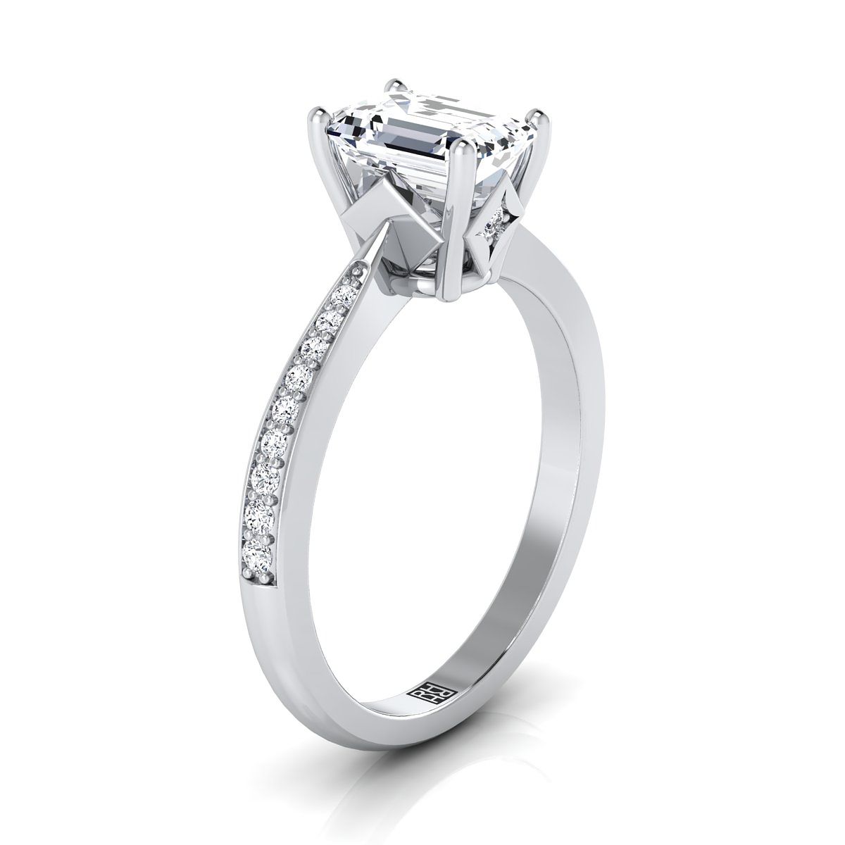 Select Pavé Cut styling on The Carrie emerald engagement ring setting | RockHer