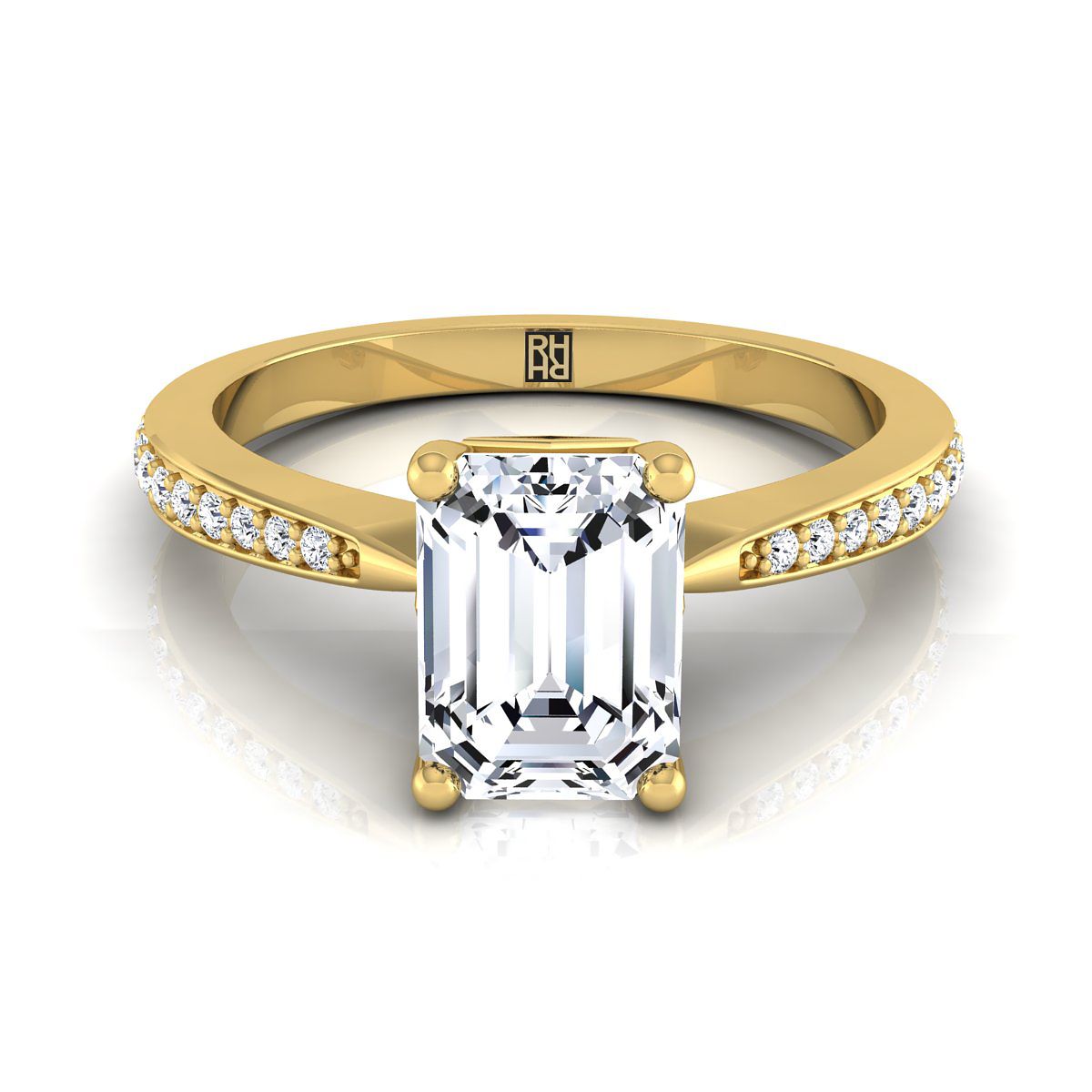The Carrie emerald engagement ring setting in 18K Yellow Gold | RockHer