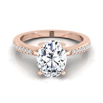 Tapered Pavé Oval, in 14K Rose Gold, pave setting – view 8 | RockHer
