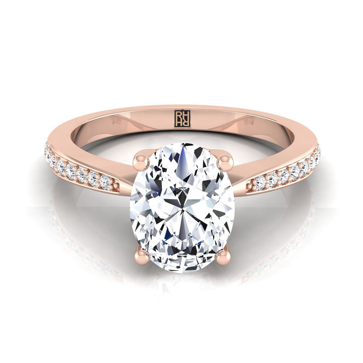 Tapered Pavé Oval, in 14K Rose Gold, pave setting – view 8 | RockHer