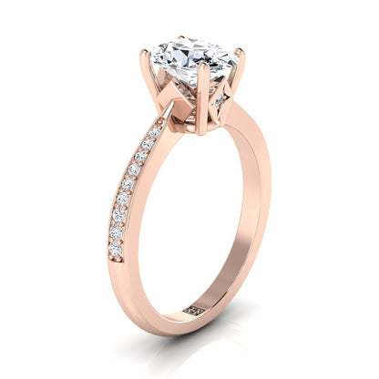 Tapered Pavé Oval, in 14K Rose Gold, pave setting – view 9 | RockHer