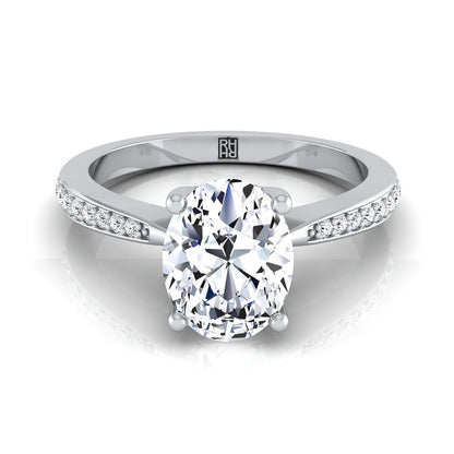 Carrie Select Pavé Ov Oval Lab Diamond Engagement Ring in 18K White Gold | RockHer