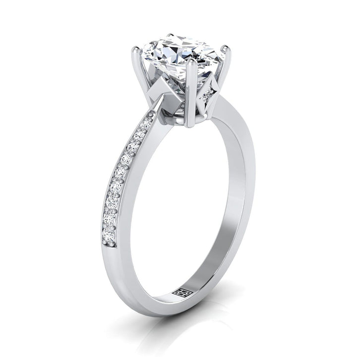 Carrie Select tapered pavé oval oval ring in 14K White Gold — view — RockHer