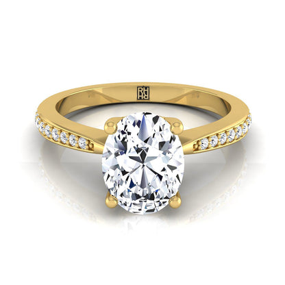 Tapered Pavé Oval, in 18K Yellow Gold, pave setting – view 8 | RockHer