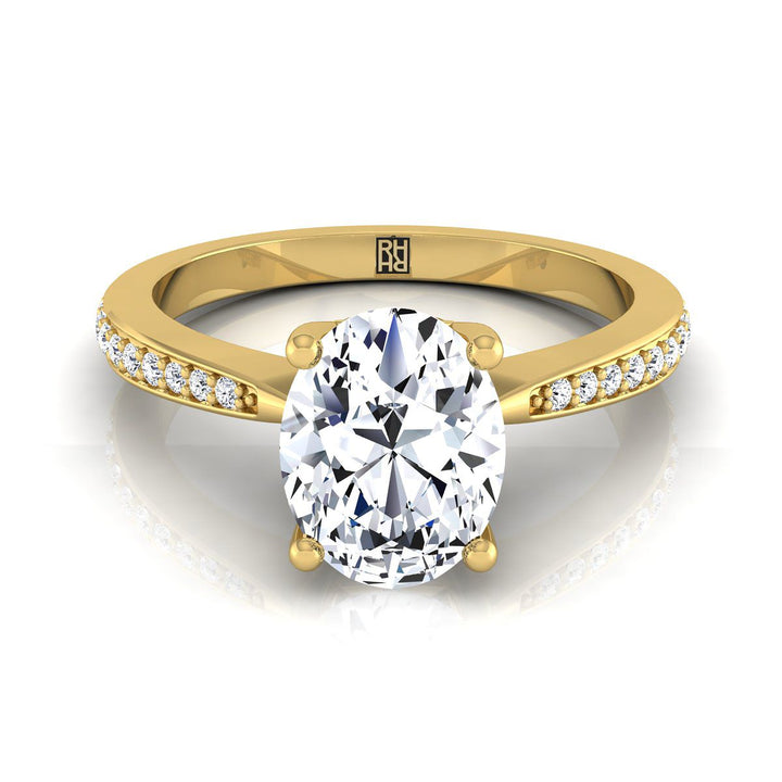 Tapered Pavé Oval, in 18K Yellow Gold, pave setting – view 8 | RockHer