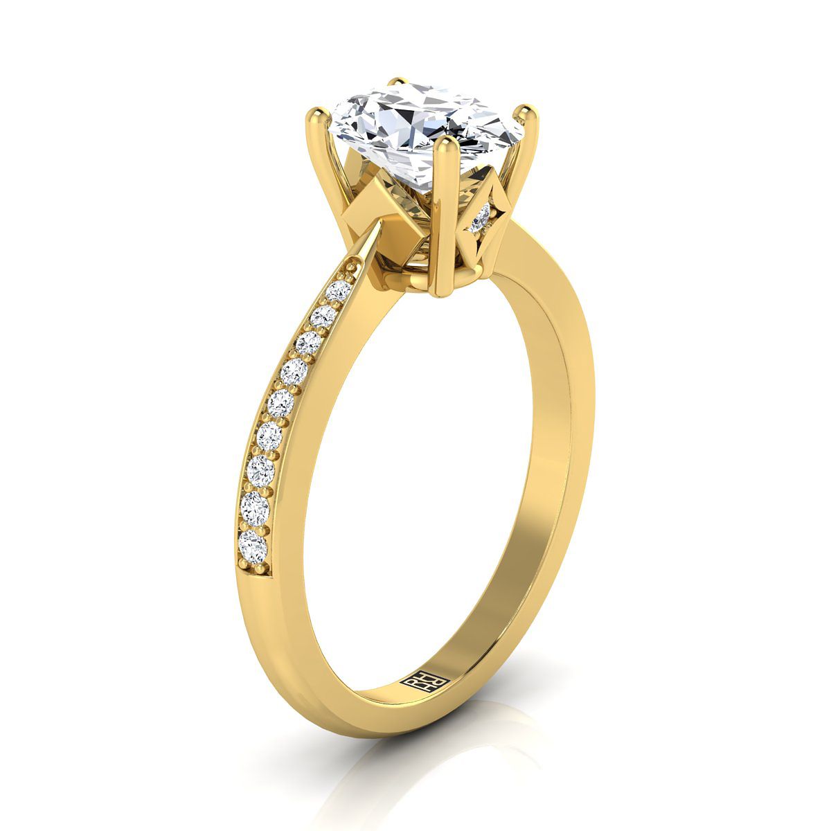 RockHer atelier photo of The Carrie oval engagement ring setting in 18K Yellow Gold