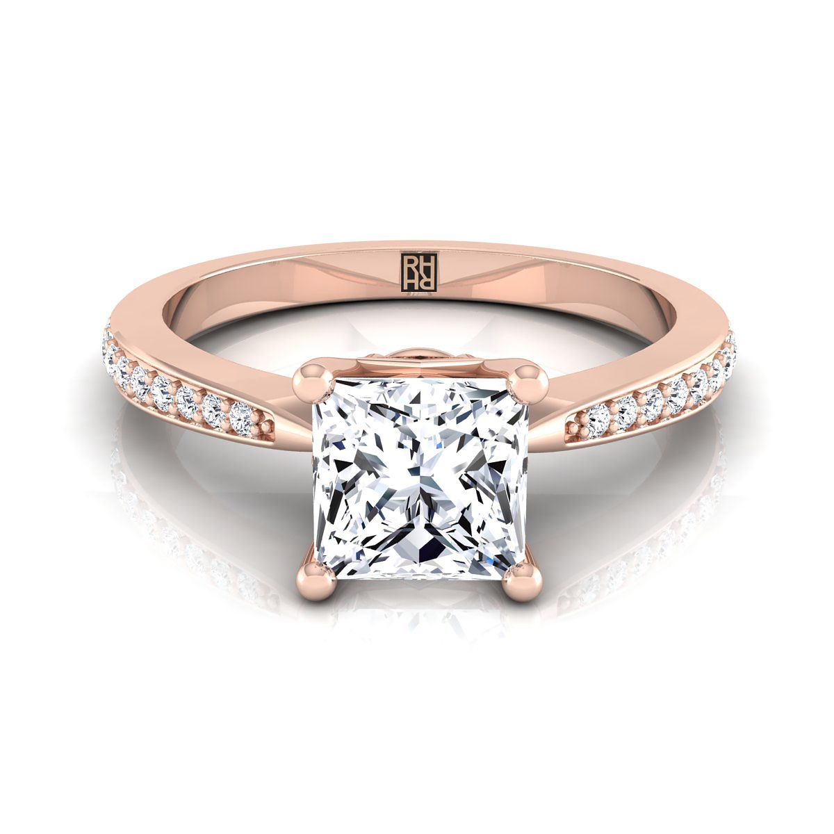 The Carrie princess engagement ring setting in 14K Rose Gold | RockHer
