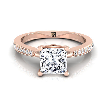 Tapered Pavé Princess, in 14K Rose Gold, pave setting | RockHer