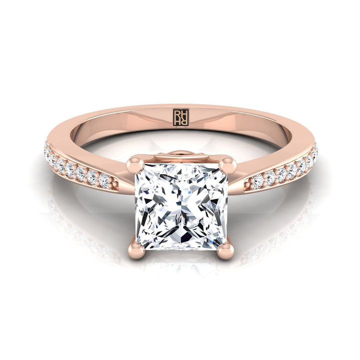 Tapered Pavé Princess, in 14K Rose Gold, pave setting | RockHer