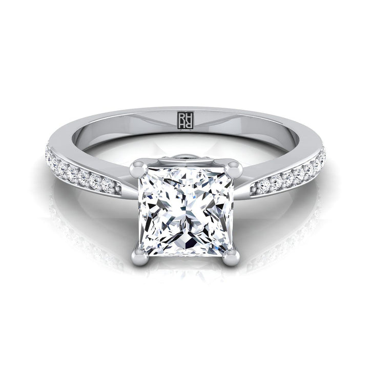 The Carrie Select Pavé Engagement Ring with Lab Diamond in 18K White Gold - view 1