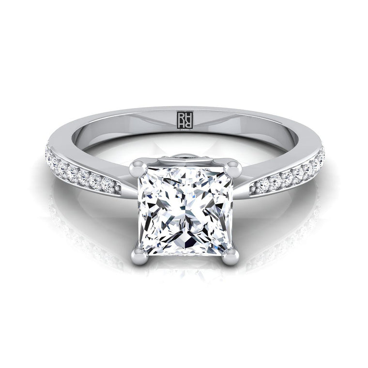 The Carrie Select Pavé Princess Cut Lab Diamond Engagement Ring in 18K White Gold