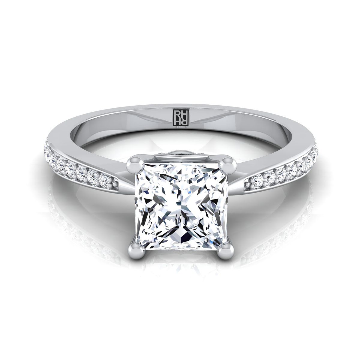 The Carrie princess engagement ring setting in 18K White Gold | RockHer