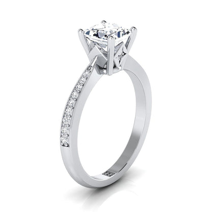Tapered Pavé Princess, in 18K White Gold, pave setting – side profile | RockHer