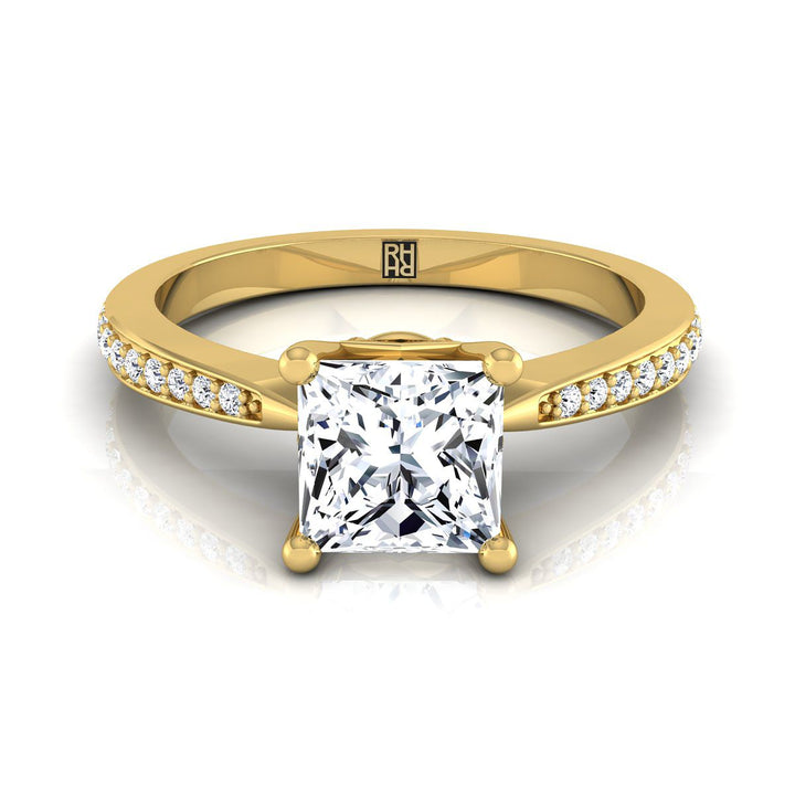 Tapered Pavé Princess, in 18K Yellow Gold, pave setting | RockHer