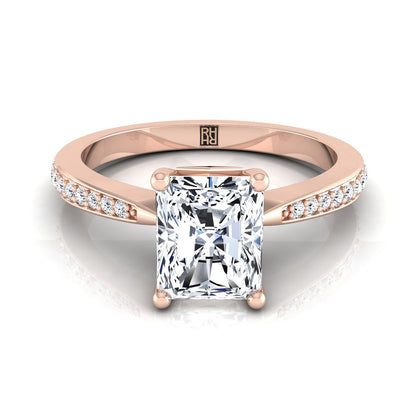 Tapered Pavé Radiant, in 14K Rose Gold, pave setting | RockHer