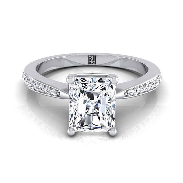 The Carrie Select Pavé Engagement Ring with Lab Diamond in 18K White Gold - view 1