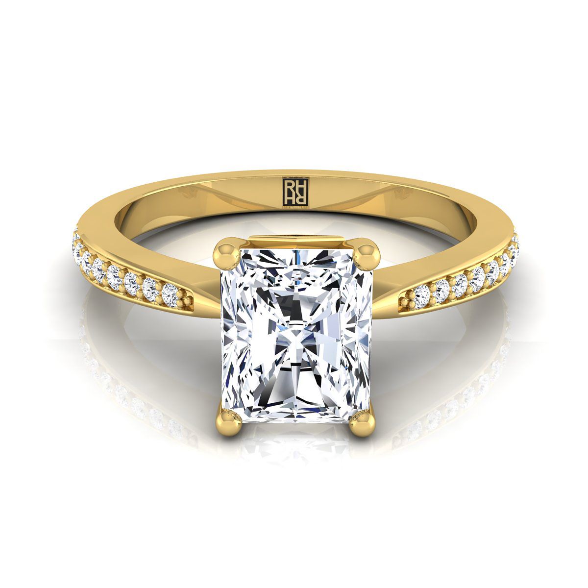 The Carrie radiant engagement ring setting in 18K Yellow Gold | RockHer
