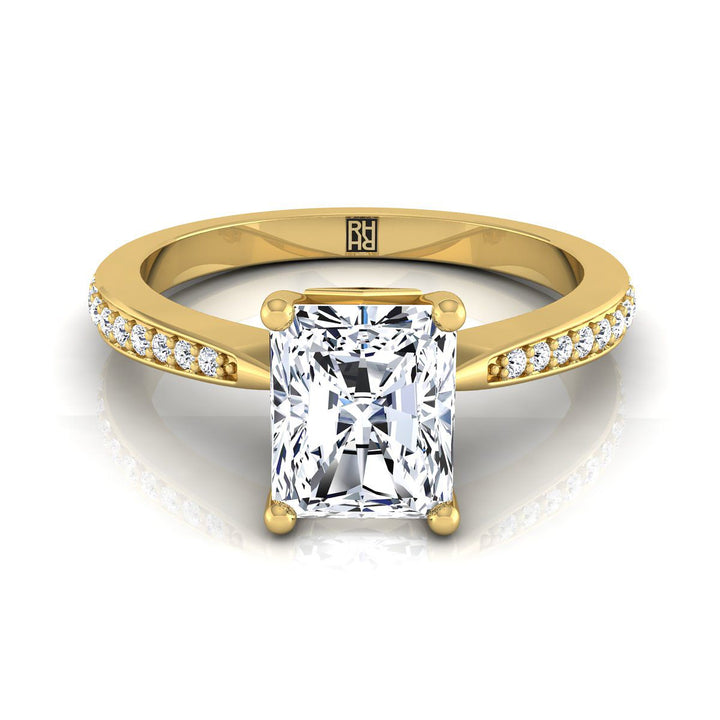 Tapered Pavé Radiant, in 18K Yellow Gold, pave setting | RockHer