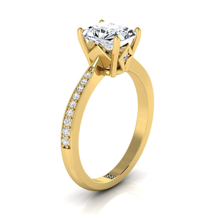 The Carrie Select Pavé Engagement Ring with Lab Diamond in 18K Yellow Gold - view 2