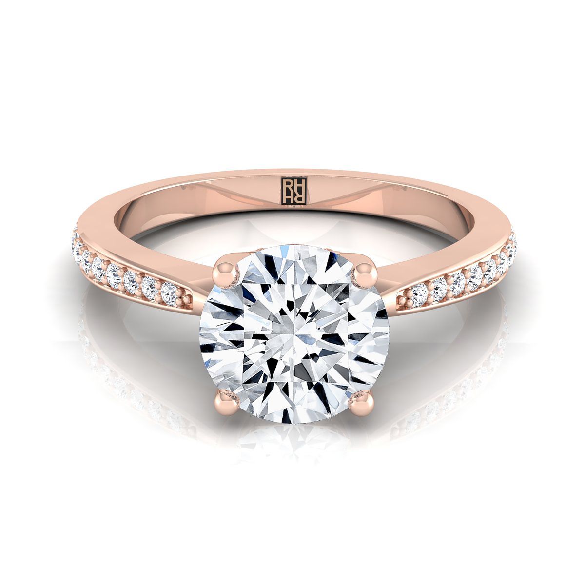 The Carrie round engagement ring setting in 14K Rose Gold | RockHer
