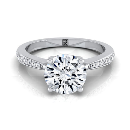 Round Brilliant, Tapered Pavé, in 18K White Gold, pave setting | RockHer
