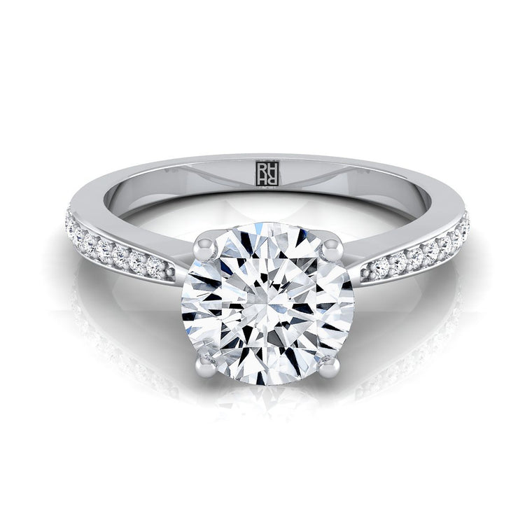 The Carrie Pavé Round Engagement Ring Setting in 18K White Gold