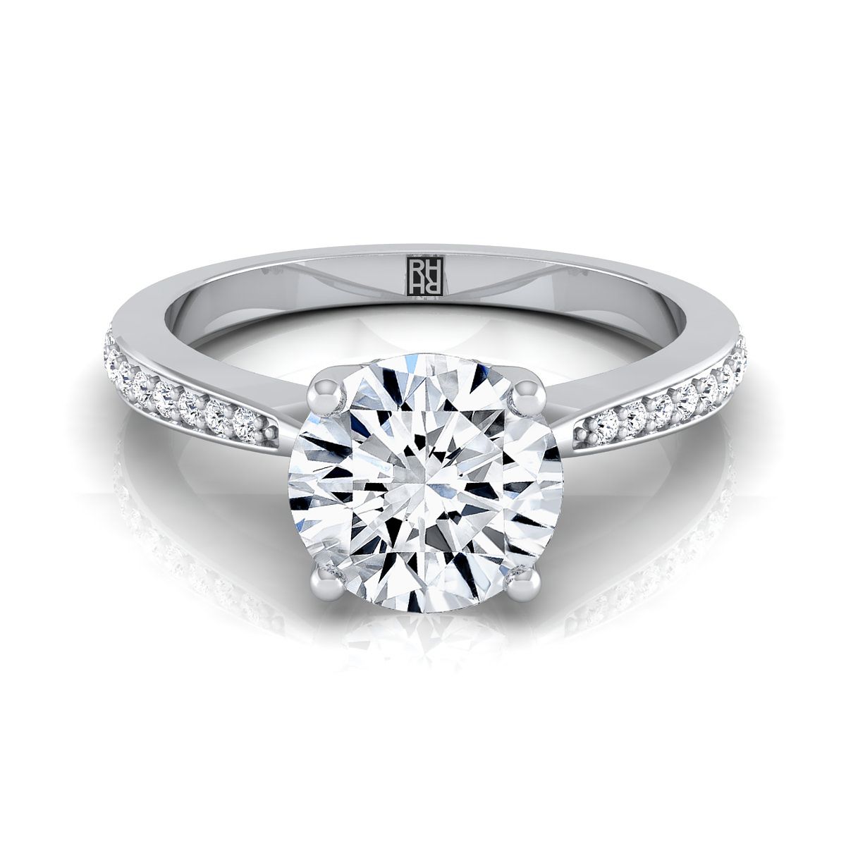 The Carrie round engagement ring setting in 18K White Gold | RockHer