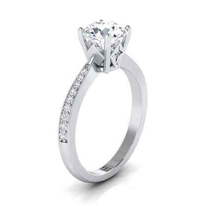 Round Brilliant, Tapered Pavé, in 18K White Gold, pave setting – side profile | RockHer