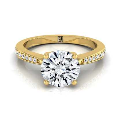 Round Brilliant, Tapered Pavé, in 18K Yellow Gold, pave setting | RockHer