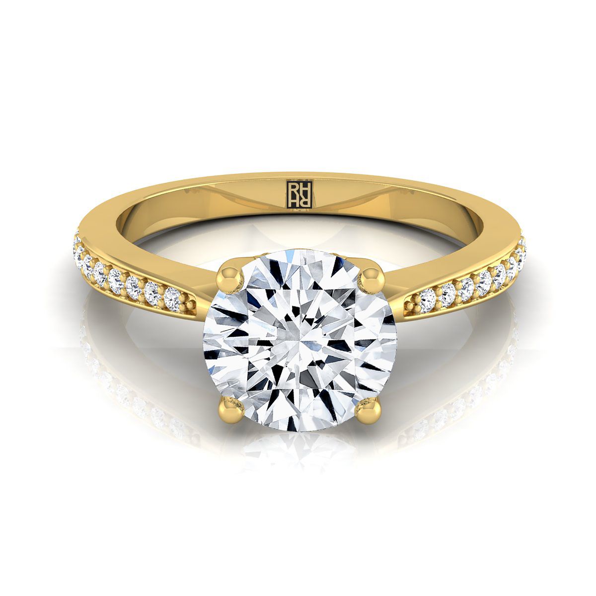 The Carrie round engagement ring setting in 18K Yellow Gold | RockHer