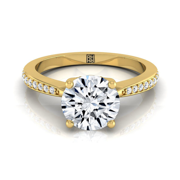 The Carrie Select Pavé Round Lab Diamond Engagement Ring in 18K Yellow Gold