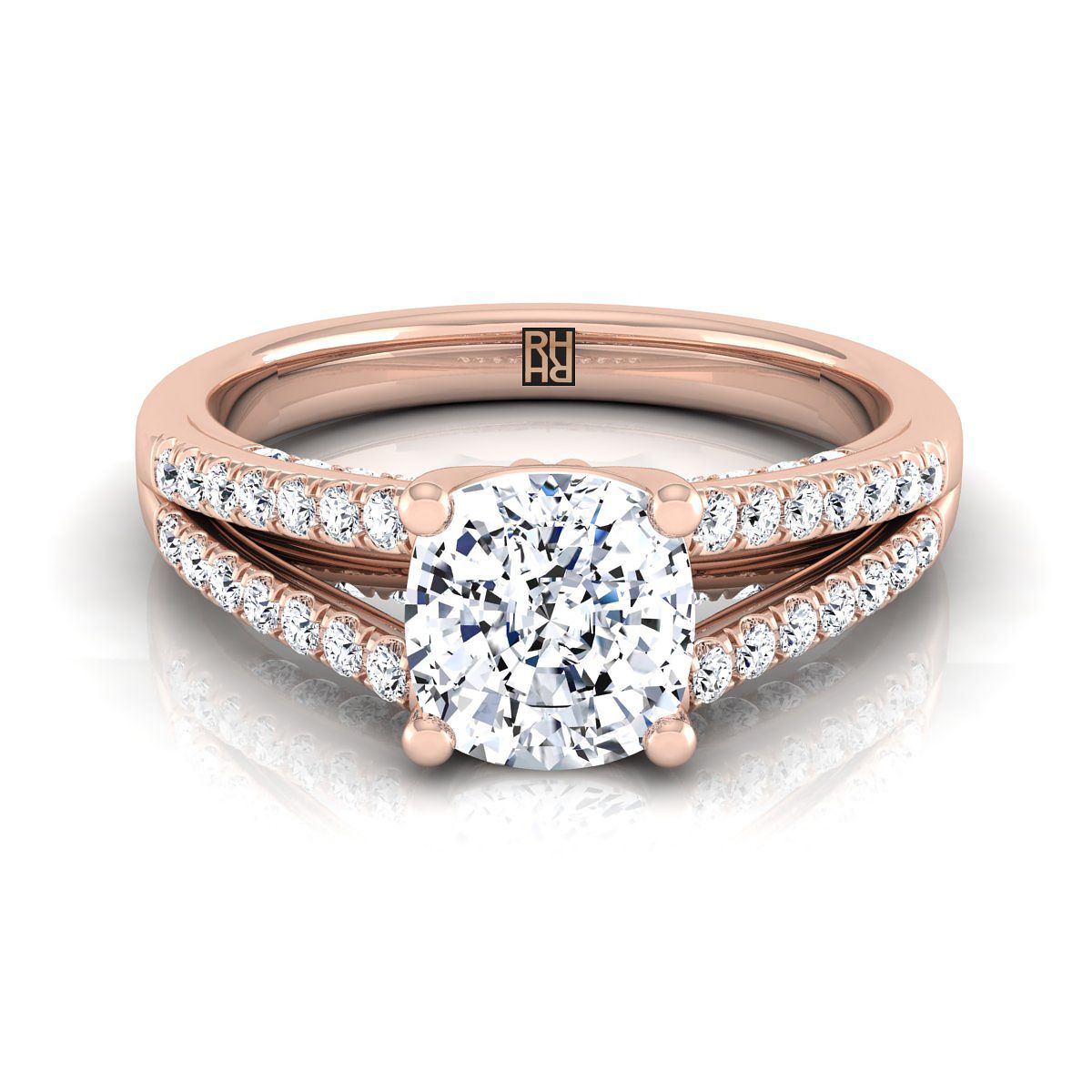 The Jessie cushion engagement ring setting in 14K Rose Gold | RockHer