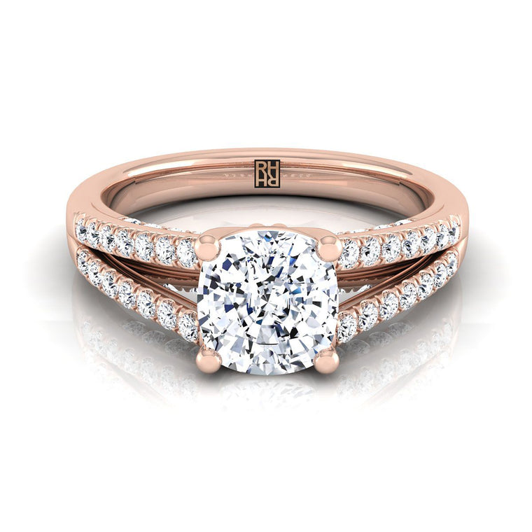 The Jessie Select Pavé Cushion Cut Lab Diamond Engagement Ring in 14K Rose Gold