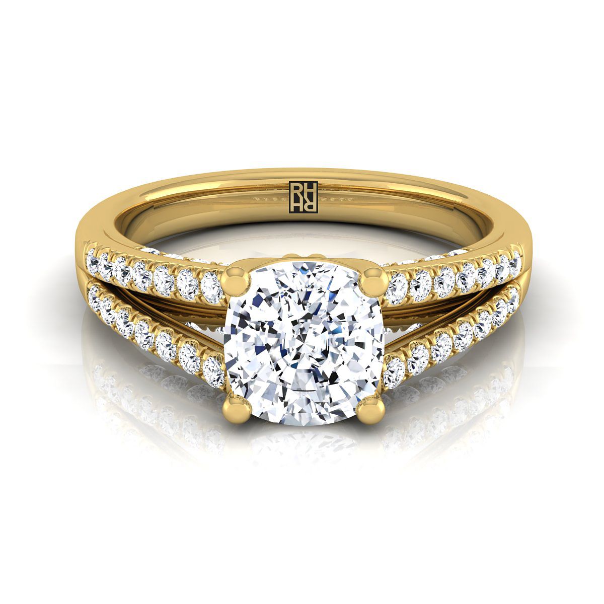 The Jessie cushion engagement ring setting in 18K Yellow Gold | RockHer