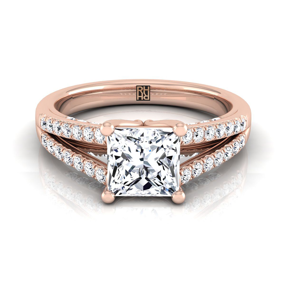 The Jessie princess engagement ring setting in 14K Rose Gold | RockHer