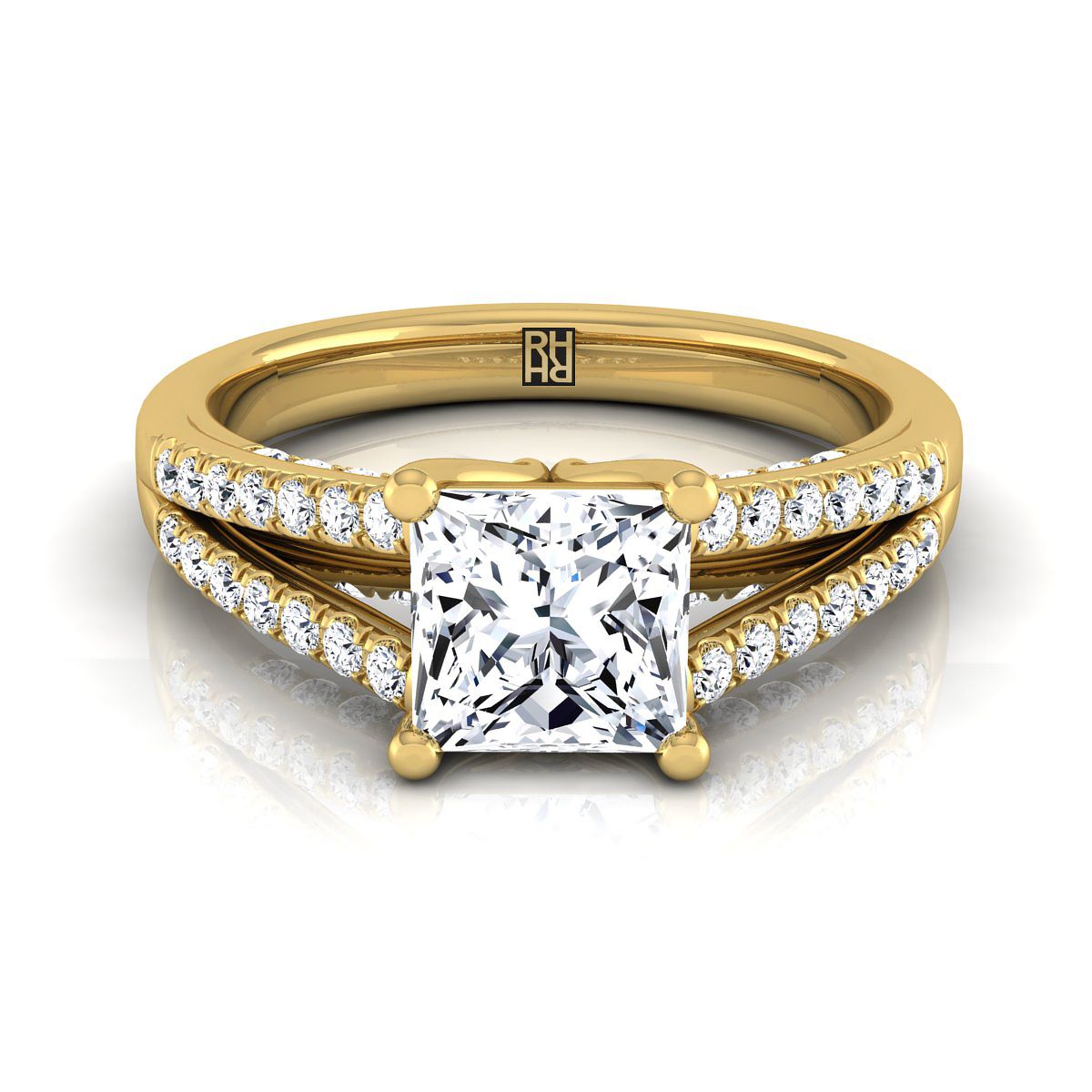 The Jessie princess engagement ring setting in 18K Yellow Gold | RockHer