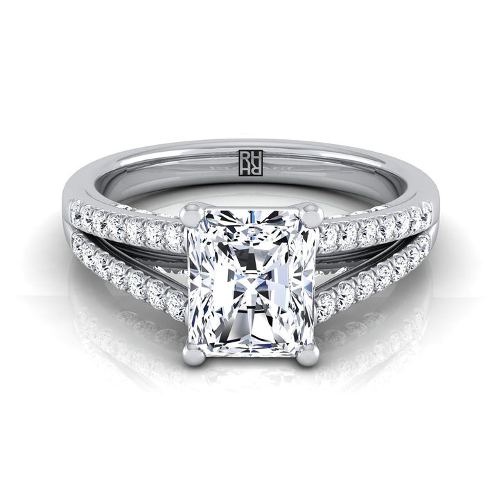 Split Shank French Pavé Radiant, in Platinum, pave setting – view 8 | RockHer